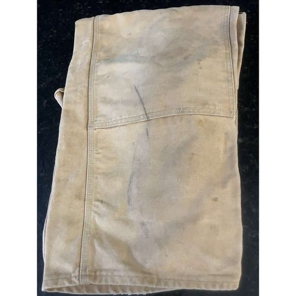 Carhartt R01 BRN Duck Bib Overalls Mens 44x30 Brown Unlined Double Knee USA VTG. - Picture 10 of 12